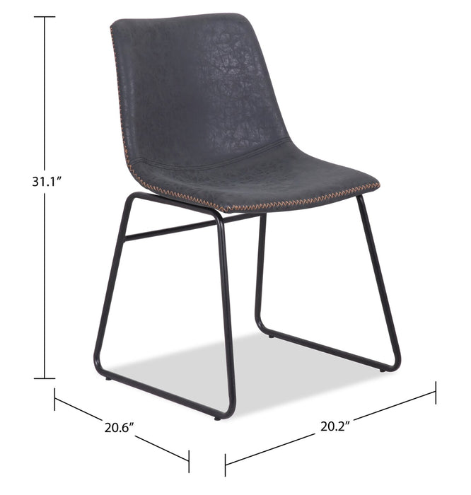 Amos 5pc Dining Set with Table & 4 Chairs, Metal, 60\"W - Grey