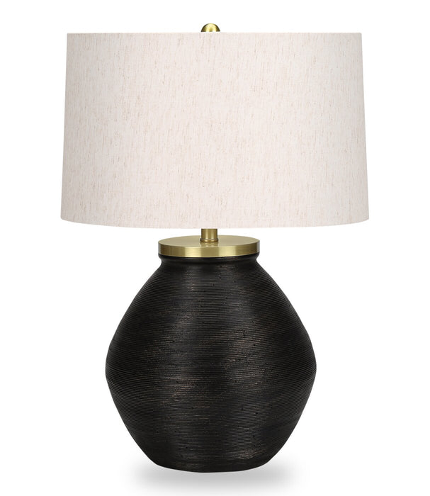 25\" Black Concrete with Gold Accent Table Lamp