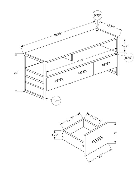 Chace 48\" Modern TV Stand with Storage and Cable Management for TVs up to 55\"- White