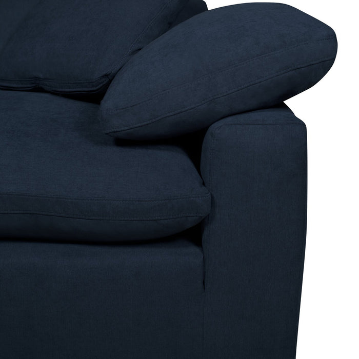 Eclipse Modular 6-Piece Linen-Look Fabric Sectional with Ottomans and Reversible Feather Down Cushions - Navy Blue