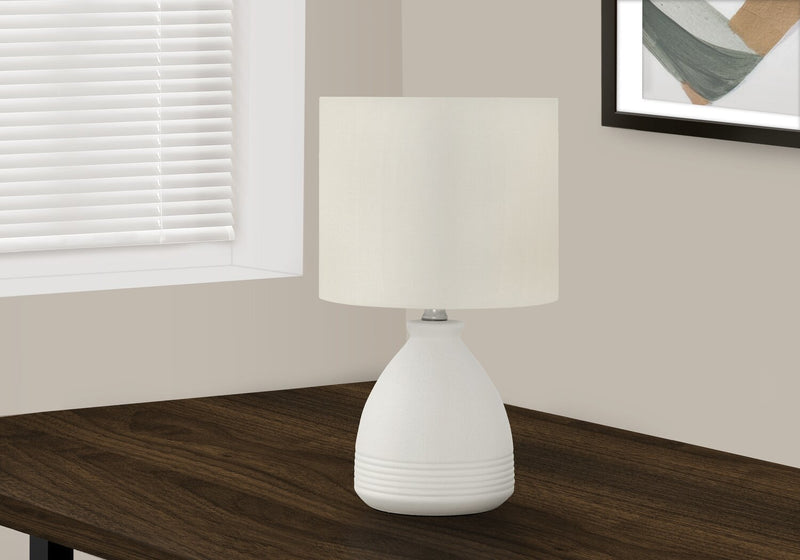 17\" Cream Ceramic Linen Drum Shade Table Lamp