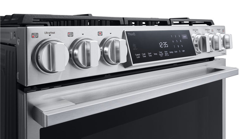 LG Studio 6.3 Cu. Ft. Smart Gas Range with Instaview & Air Fry - Smudge Proof Stainless Steel - LSGS6338F