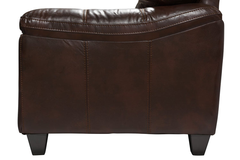 Made in Canada Addison 42\" Leather-Look Fabric Chair with Removable Seat Cushion and Tufting - Brown