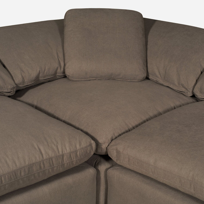 Eclipse Modular 6-Piece Linen-Look Fabric Pit Sofa Sectional with Reversible Feather Down Cushions - Slate Grey