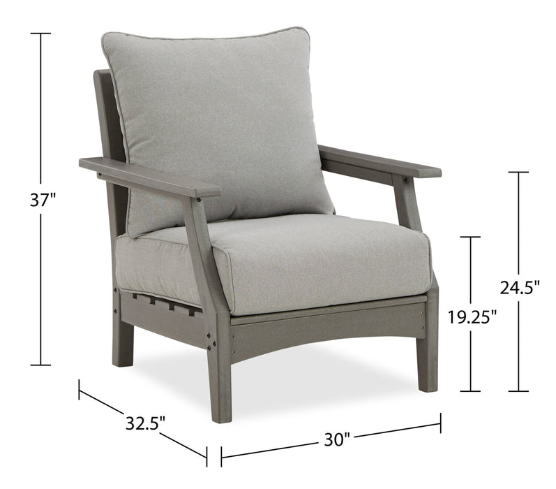Cape Outdoor Patio Set of 2 Chairs - High Density Plastic & Nuvella Fabric , UV & Weather Resistant - Grey