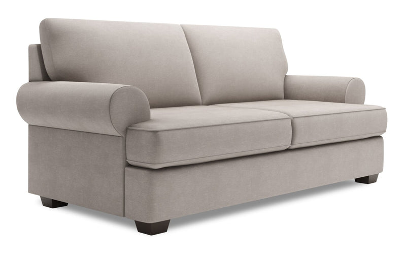 Made in Canada Customizable Sofa Lab Roll 76\" Linen-Look Fabric Condo Size Sofa with Rolled Arms - Pax Slate Grey