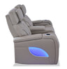 Elite Genuine Leather Power Reclining Loveseat with Massage Function and Power Headrests - Grey  