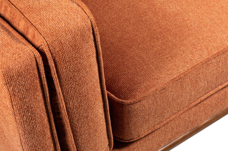 Kort & Co. Kassia 65.4\" Linen-Look Fabric Loveseat with Wood Base and Legs - Orange