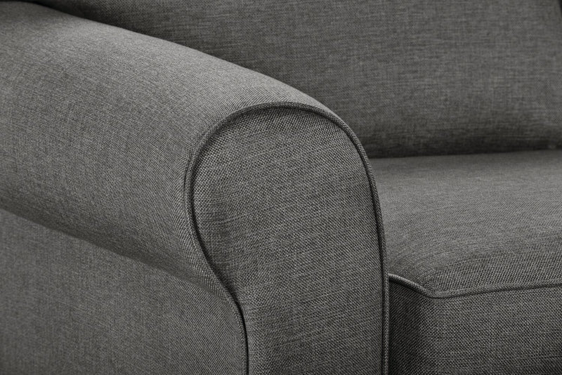 Made in Canada Tula 88\" Fabric Sofa with Rolled Arms and Accent Pillows - Steel Grey