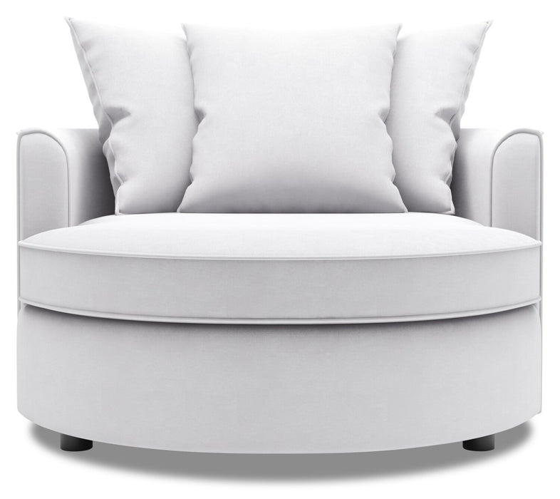 Made in Canada Sofa Lab Customizable Cuddler 48\" Linen-Look Fabric Accent Chair - Pax Ice White