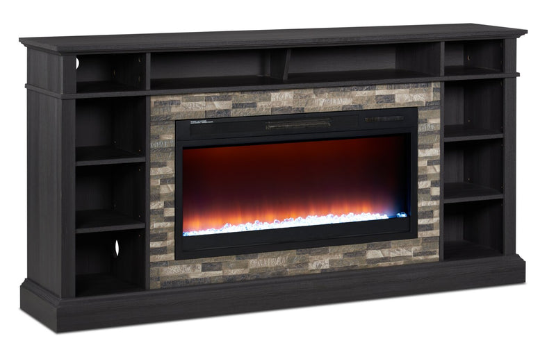 Lappland 70\" Electric Fireplace TV Stand with Storage and Cable Management for TVs up to 80\"- Black