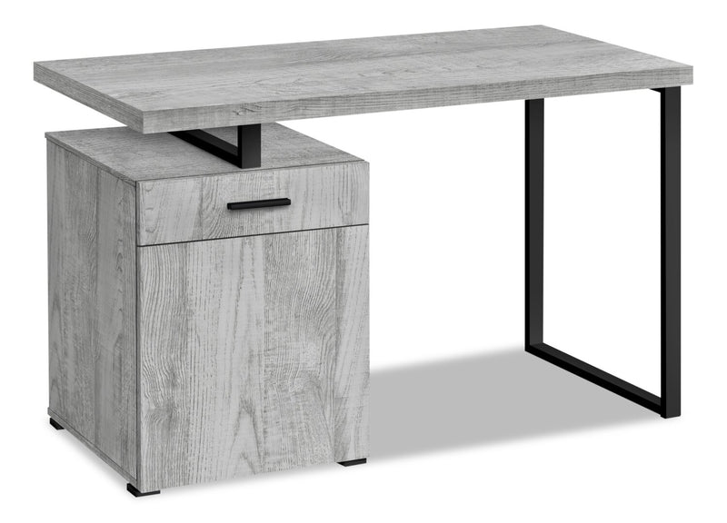 Remi 47.25\" Reversible Office Desk with Drawer & Cabinet - Grey