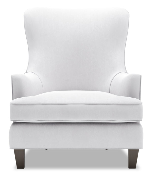 Made in Canada Sofa Lab Customizable Wingback 32\" Linen-Look Fabric Accent Chair - Pax Ice White 