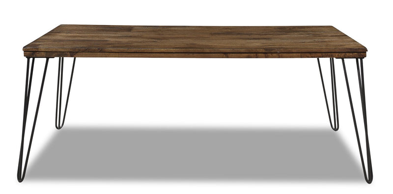 Woodland 23.4\" Rustic Coffee Table - Brown Oak Finish with Metal Legs