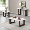 Silvia 48" Modern Sofa Table - White and Grey Marble Look with Brown Wood Legs|Table de salon moderne Silvia de 48 po - imitation de marbre blanc et gris avec pattes en bois brun