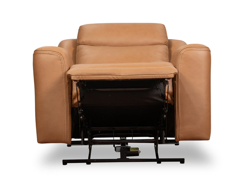 Scott Living Prescott 42.5\" Genuine Leather Power Reclining Chair with Power Headrest - Butternut Brown