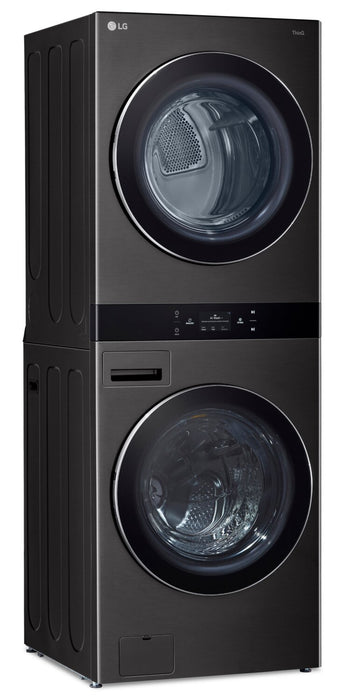 LG 5.8 Washer/7.4 Dryer Cu. Ft. Front-Load High-Efficiency Steam Washtower™ - Black Steel - WKEX300HBA