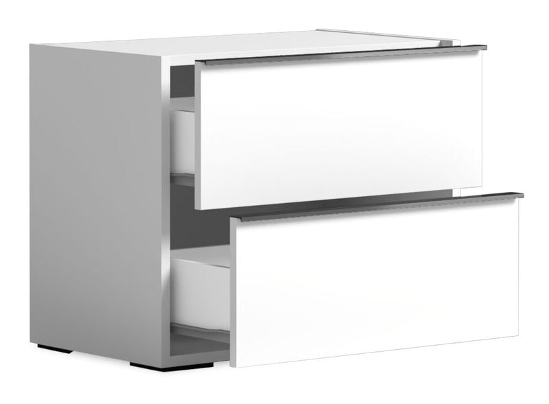 Raia Bedside 2-Drawer Nightstand - Made in Italy, 24\"W x 22\"H, Modern - White