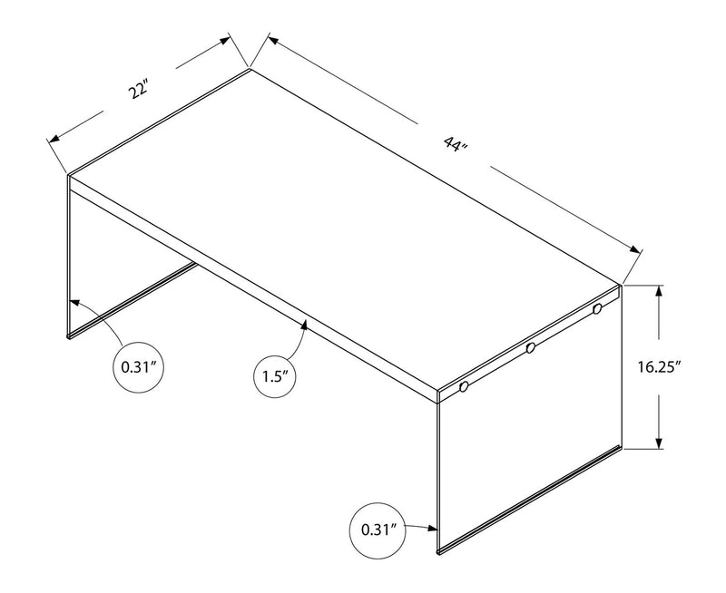 Aria 44\" Modern Coffee Table - Grey-Brown with Glass Base