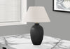 24" Black Textured Ceramic Table Lamp with Ivory Shade|Lampe de table de 24 po en céramique texturée noire avec abat-jour ivoire
