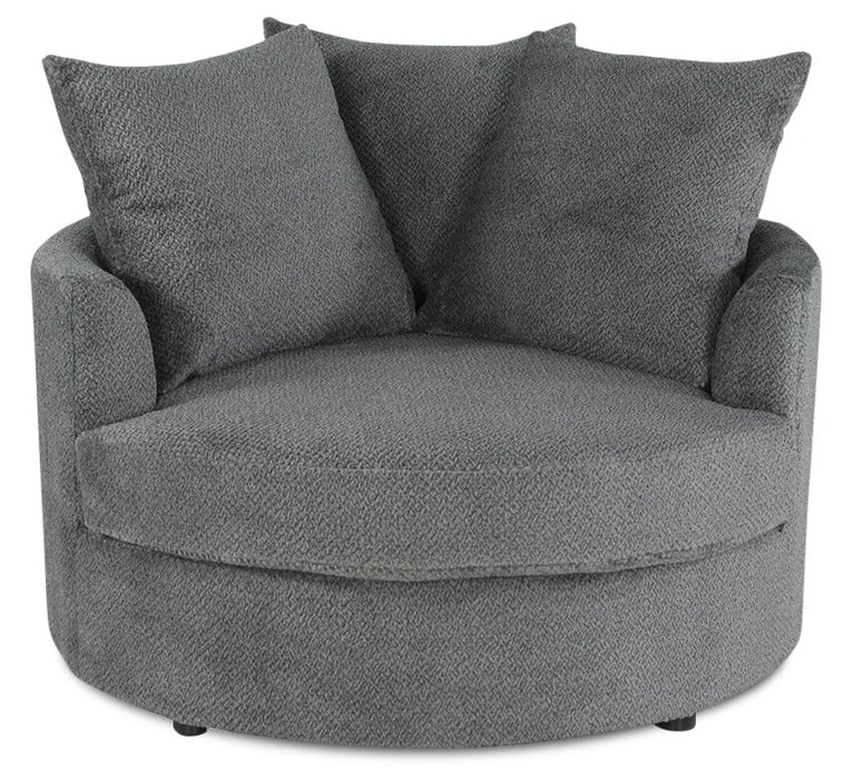 Made in Canada Grande 48\" Chenille Fabric Cuddler Accent Chair - Teddy Nightfall Grey
