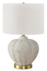 21" Cream and Gold Resin Table Lamp|Lampe de table de 21 po en résine crème et dorée
