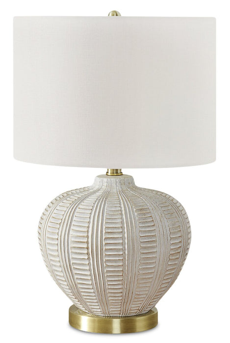 21\" Cream and Gold Resin Table Lamp