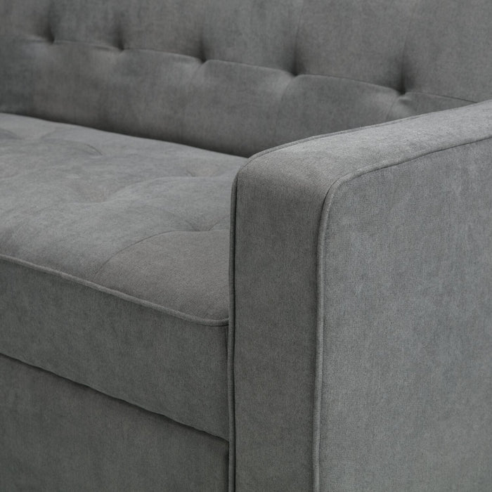 Cory 59\" Velvet Fabric Klik Klak Futon with Tufting - Grey