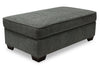 Made in Canada Verona 44\" Linen-Look Fabric Storage Ottoman - Charcoal Grey