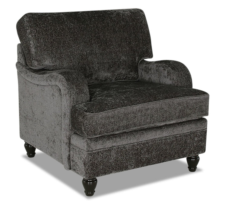 Made in Canada Bellmont 38\" Chenille Fabric Chair with Wood Legs - Charcoal Grey