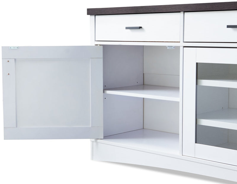 Emry 87.5\" 3-Piece Wall Unit Entertainment Centre with Storage and Cable Management for TVs up to 65\"- White