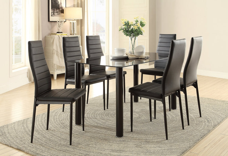 Onyx Dining Table with Glass Top, 55\"W - Black