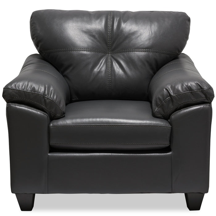 Made in Canada Addison 42\" Leather-Look Fabric Chair with Tufted Back Cushion - Grey