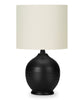 17" Black Ceramic Linen Drum Shade Table Lamp|Lampe de table de 17 po en céramique noire avec abat-jour cylindrique lin