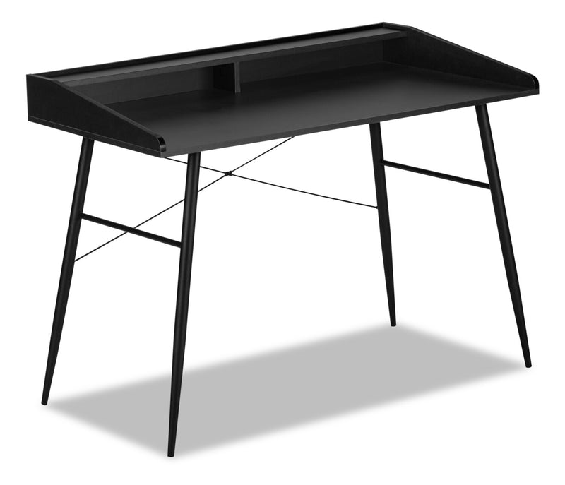 Jeremy 47.25\" Office Desk with Small Hutch - Black