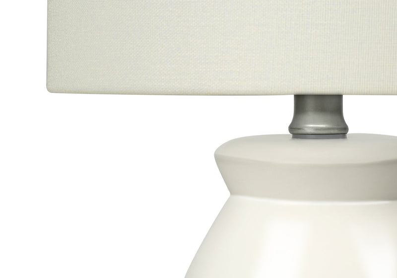 17\" Cream Ceramic Linen Drum Shade Table Lamp