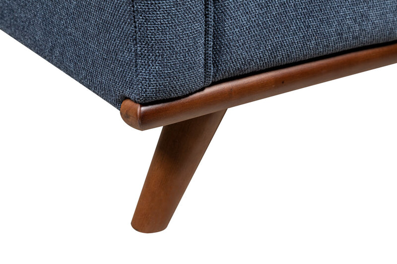 Kort & Co. Kassia 90.6\" Linen-Look Fabric Sofa with Wood Base and Legs - Blue