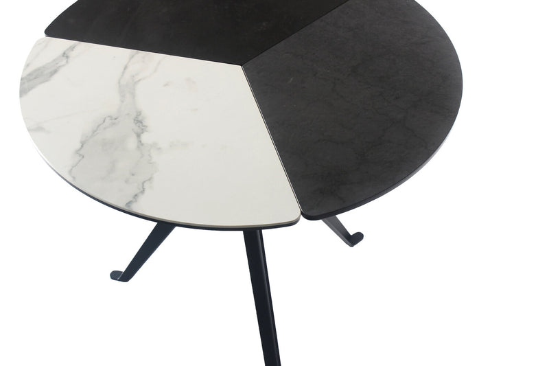 Titan 25\" Modern Round End Table - White, Grey & Black 