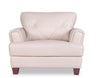Chateau d'Ax Vita 44" 100% Genuine Leather Chair with Diamond Pattern Stitching and Wood Legs - Smoke White | Fauteuil Vita de Château d’Ax de 44 po en cuir 100 % véritable avec coutures à motif de diamant et pattes en bois - blanc fumée