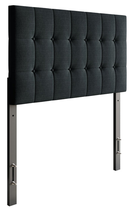 Ellis Upholstered Headboard in Charcoal Fabric, Button Tufted - Twin Size