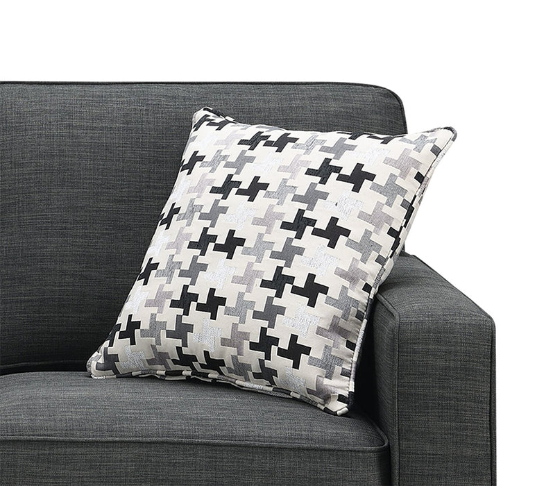 Made in Canada Sawyer 79\" Linen-Look Fabric Sofa with Reversible Cushions and Accent Pillows - Charcoal Grey