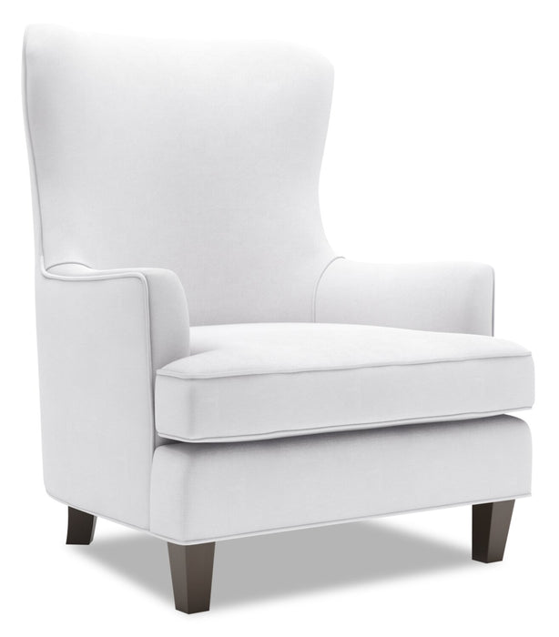 Made in Canada Sofa Lab Customizable Wingback 32\" Linen-Look Fabric Accent Chair - Pax Ice White 