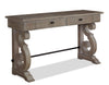 Tinley Park 50" Traditional Sofa Table with Storage - Grey-Brown Pine with Scroll Design Base|Table de salon traditionnelle Tinley Park de 50 po avec rangement - pin gris-brun avec base à volutes