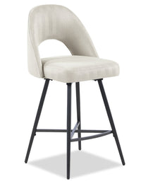Elijah Counter-Height Stool with Swivel Seat & Linen-Look Fabric, 26