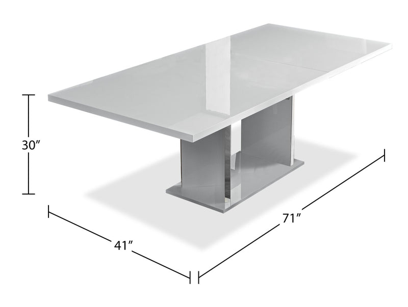 Raia Dining Table - Made in Italy, Pedestal Base, Modern, 71\"W - White