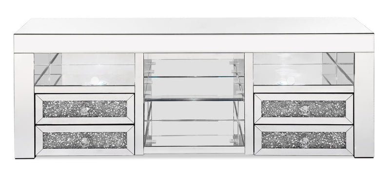 Oakley 98.5\" Glam 3-Piece Entertainment Centre with Storage and Cable Management for TVs up to 65\"- Silver
