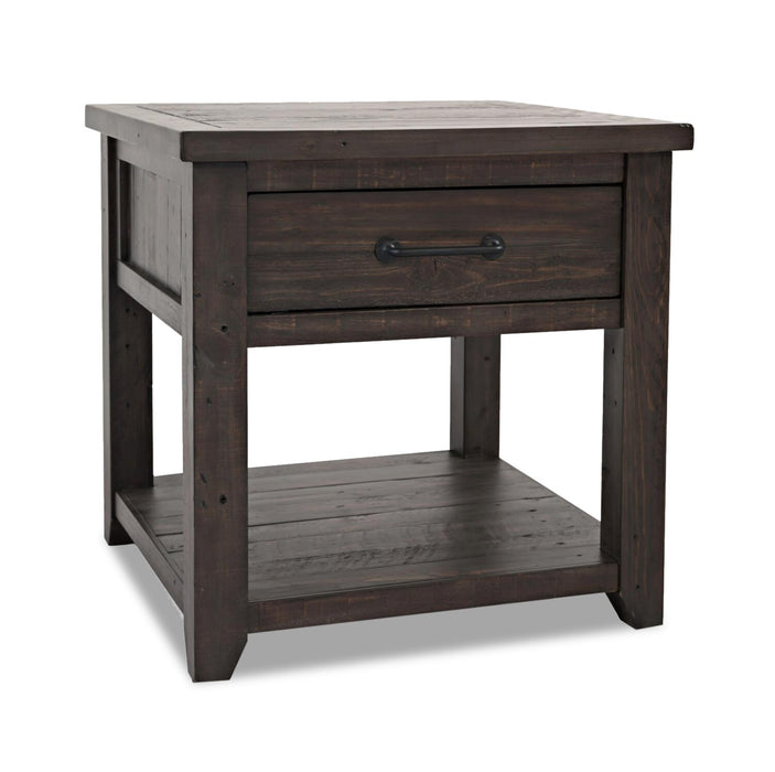 Morgan 24\" Rustic End Table with Storage and Shelf - Dark Brown with Reclaimed Wood