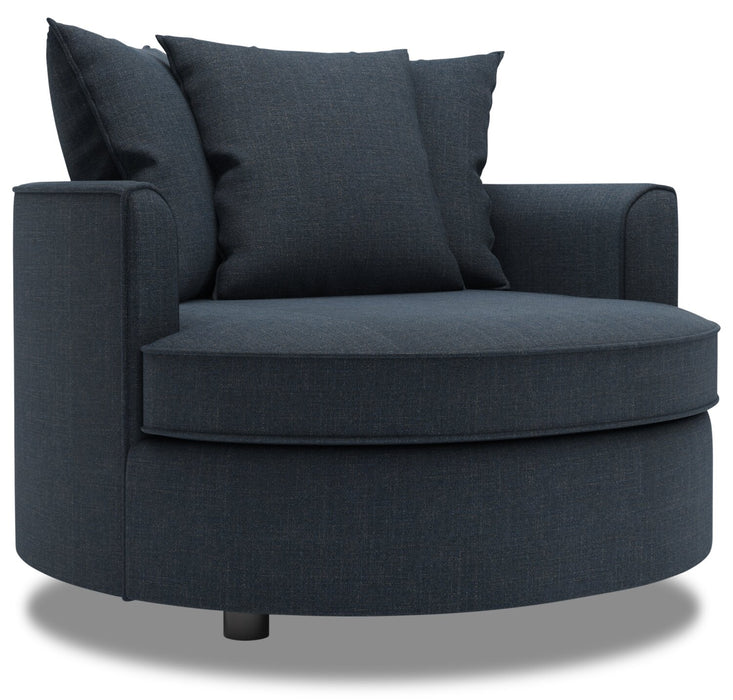 Made in Canada Sofa Lab Customizable Cuddler 48\" Linen-Look Fabric Accent Chair - Luna Sailor Blue