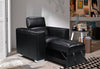 Drake Leather-Look Fabric Chair with Pull-Out Ottoman - Black  