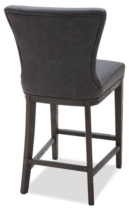 Quinn Counter-Height Stool with Vegan Leather Fabric, 26\"H - Grey